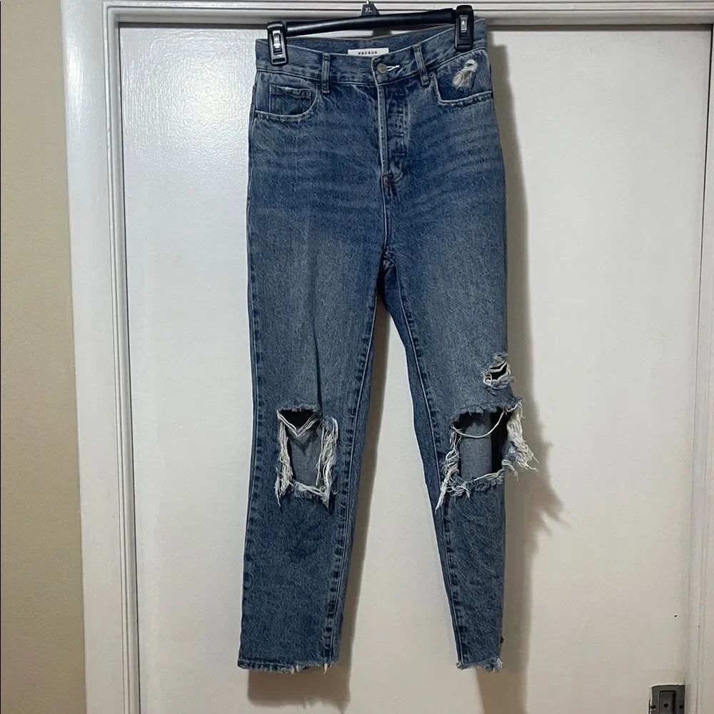 Pacsun Distressed Blue Jeans high-rise straight size 25